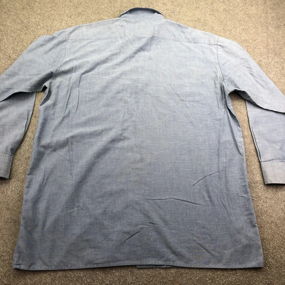Vintage Dickies Shirt Mens XL Blue Long Sleeve Chambray Button Workwear Pockets